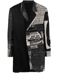 Мужской черный льняной пиджак в стиле пэчворк от Yohji Yamamoto