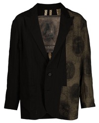 Мужской черный льняной пиджак с принтом от Ziggy Chen