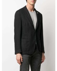 Мужской черный льняной пиджак от Lardini