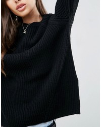 Женский черный массивный свитер с круглым вырезом от Asos
