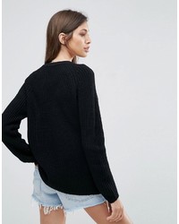Женский черный массивный свитер с круглым вырезом от Asos