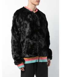 Мужской черный меховой бомбер от The Elder Statesman