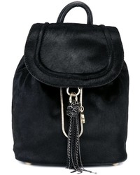 Женский черный меховой рюкзак от Diane von Furstenberg