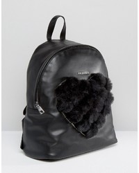 Женский черный меховой рюкзак от Love Moschino