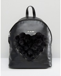 Женский черный меховой рюкзак от Love Moschino