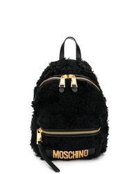 Женский черный меховой рюкзак от Moschino
