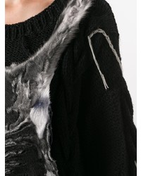 Женский черный меховой свитер с круглым вырезом от Almaz