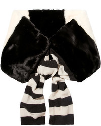 Женский черный меховой шарф в горизонтальную полоску от Marc Jacobs