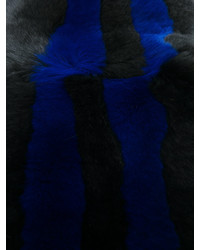 Женский черный меховой шарф в горизонтальную полоску от Etro