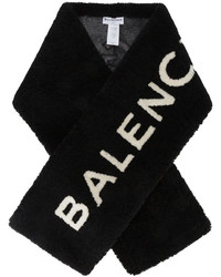 Женский черный меховой шарф от Balenciaga