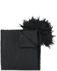 Женский черный меховой шарф от Bally