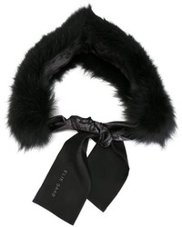 Женский черный меховой шарф от Elie Saab