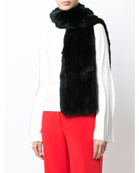 Женский черный меховой шарф от Yves Salomon