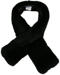Женский черный меховой шарф от Salvatore Ferragamo