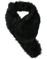Женский черный меховой шарф от Simone Rocha