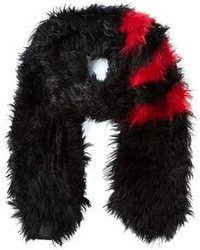 Женский черный меховой шарф от Y-3
