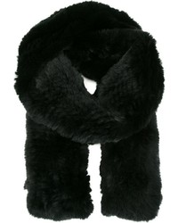Женский черный меховой шарф от Yves Salomon