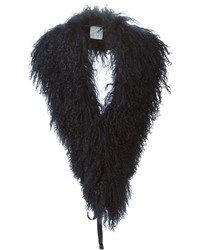 Женский черный меховой шарф