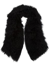 Женский черный меховой шарф