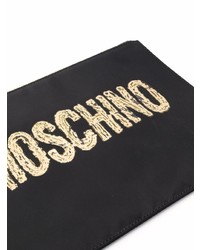 Мужской черный мужской клатч из плотной ткани с принтом от Moschino