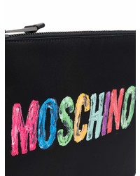 Мужской черный мужской клатч из плотной ткани с принтом от Moschino