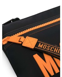 Мужской черный мужской клатч из плотной ткани от Moschino