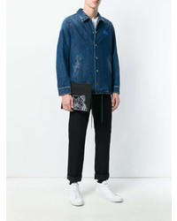 Мужской черный мужской клатч с вышивкой от Kenzo