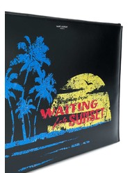 Мужской черный мужской клатч с принтом от Saint Laurent