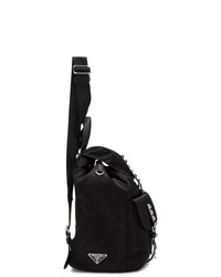 Женский черный нейлоновый рюкзак с шипами от Prada
