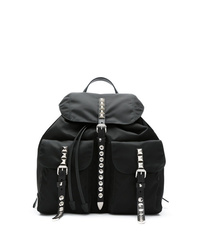Женский черный нейлоновый рюкзак с шипами от Prada