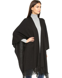 Женский черный открытый кардиган c бахромой от DKNY