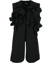 Черный пиджак без рукавов с вышивкой от Comme des Garcons