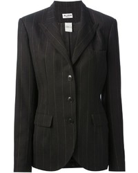 Женский черный пиджак в вертикальную полоску от Alaia
