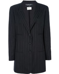 Женский черный пиджак в вертикальную полоску от Chanel