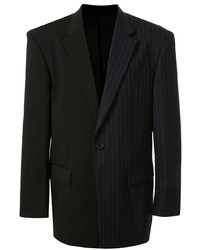 Мужской черный пиджак в вертикальную полоску от Juun.J