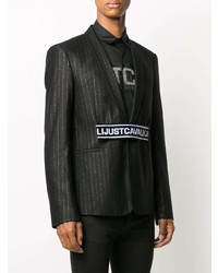 Мужской черный пиджак в вертикальную полоску от Just Cavalli