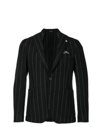 Мужской черный пиджак в вертикальную полоску от Manuel Ritz