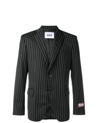 Мужской черный пиджак в вертикальную полоску от MSGM