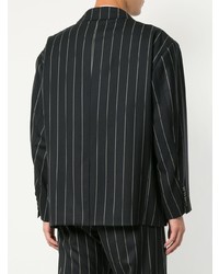 Мужской черный пиджак в вертикальную полоску от Doublet