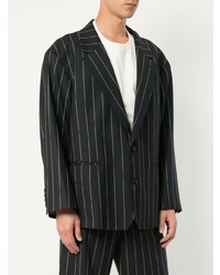 Мужской черный пиджак в вертикальную полоску от Doublet