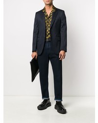 Мужской черный пиджак в вертикальную полоску от Versace