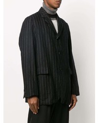 Мужской черный пиджак в вертикальную полоску от Casey Casey