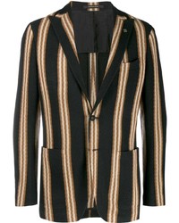 Мужской черный пиджак в вертикальную полоску от Tagliatore