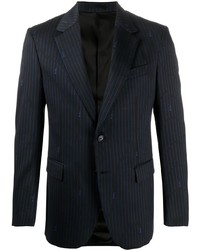Мужской черный пиджак в вертикальную полоску от Versace
