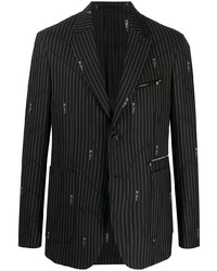 Мужской черный пиджак в вертикальную полоску от Versace