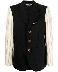 Мужской черный пиджак в вертикальную полоску от Wales Bonner