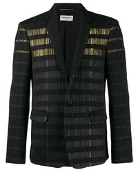 Мужской черный пиджак в горизонтальную полоску от Saint Laurent