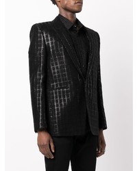 Мужской черный пиджак в клетку от Saint Laurent