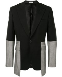 Мужской черный пиджак в стиле пэчворк от Alexander McQueen