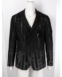 Мужской черный пиджак в стиле пэчворк от Emporio Armani
